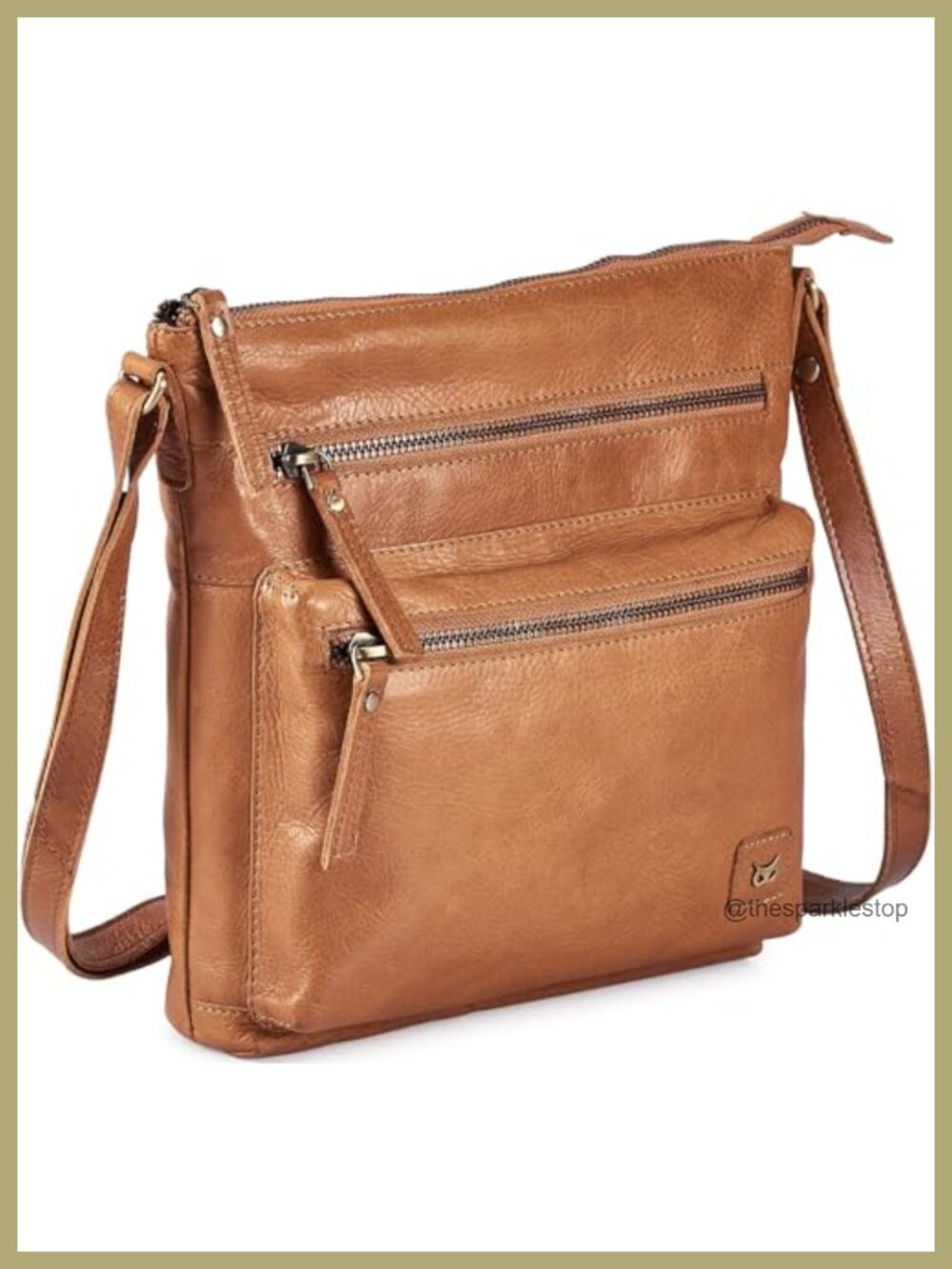 Genuine Full-Grain Cow Leather Crossbody Sling Bag for Women Travel Handbag